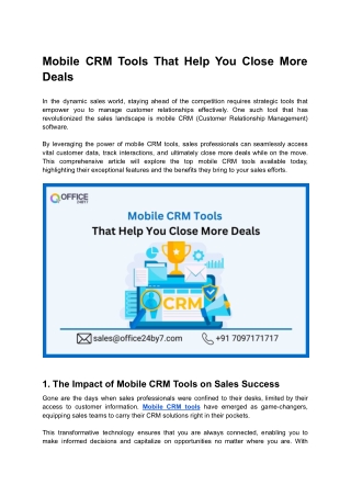 Mobile CRM Tools That Help You Close More Deals