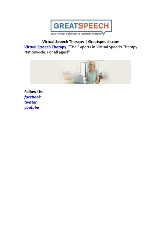 Virtual Speech Therapy | Greatspeech.com