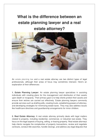 What is the difference between an estate planning lawyer and a real estate attorney