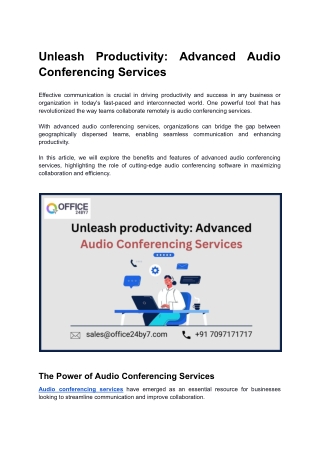 Unleash Productivity_ Advanced Audio Conferencing Services