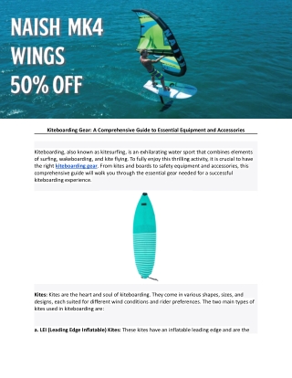 Kiteboarding Gear: A Comprehensive Guide to Essential Equipment and Accessories