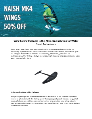 Wing Foiling Packages is the All-in-One Solution for Water Sport Enthusiasts