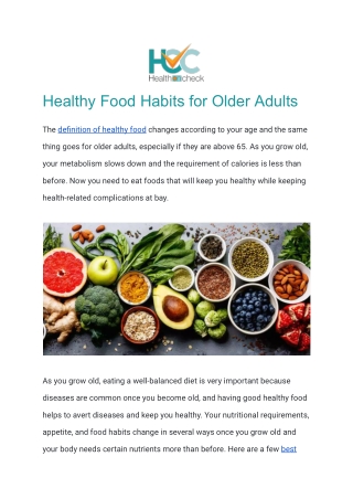 Healthy Food Habits for Older Adults