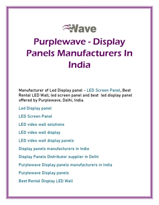 Purplewave - Display Panels Manufacturers In India