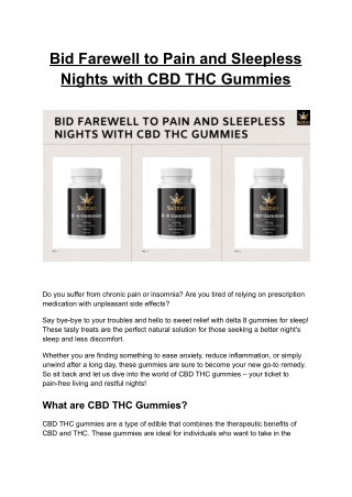 Bid Farewell to Pain and Sleepless Nights with CBD THC Gummies