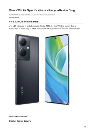 Vivo V29 Lite Specifications - RecycleDevice Blog