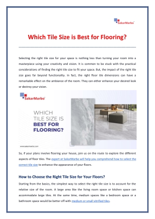 Which Tile Size is Best for Flooring?