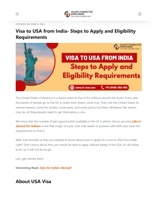 Visa to USA from India