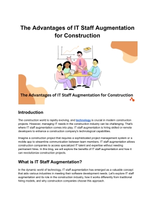 The Advantages of IT Staff Augmentation for Construction
