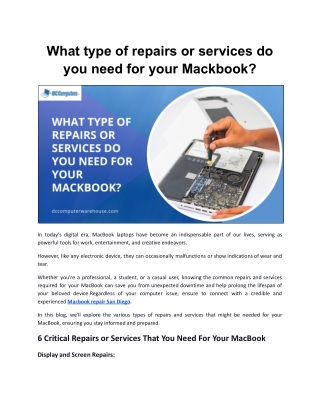 What type of repairs or services do you need for your Mackbook?