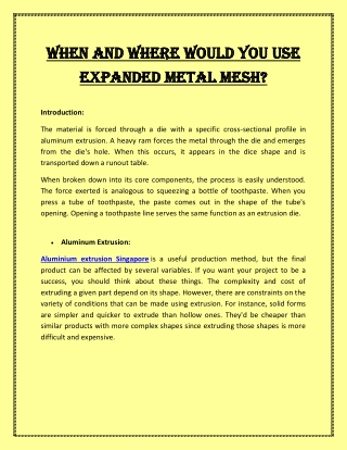 When And Where Would You Use Expanded Metal Mesh