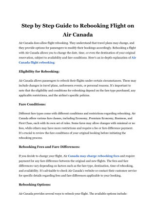 Step by Step Guide to Rebooking Flight on Air Canada