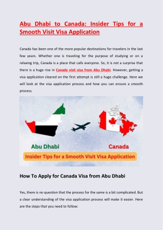 Abu Dhabi to Canada: Insider Tips for a Smooth Visit Visa Application