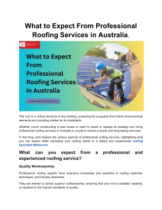 What to Expect From Professional Roofing Services in Australia