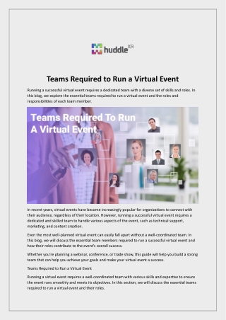 Teams Required to Run a Virtual Event