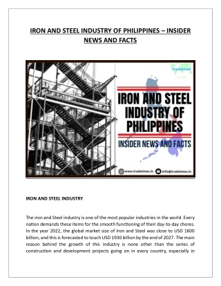 IRON AND STEEL INDUSTRY OF PHILIPPINES