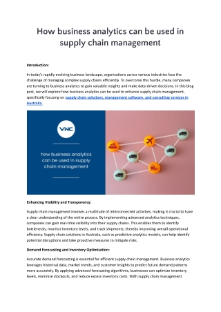 How business analytics can be used in supply chain management