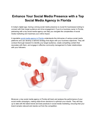 Enhance Your Social Media Presence with a Top Social Media Agency in Florida