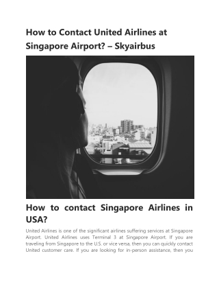 How to Contact United Airlines at Singapore Airport