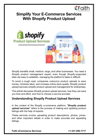 Simplify Your E-Commerce Services With Shopify Product Upload