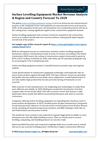 Surface Levelling Equipment Market Analysis, Share and Forecast To 2028