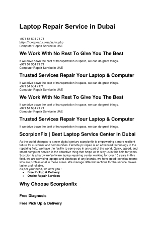 Laptop Repair Service in Dubai