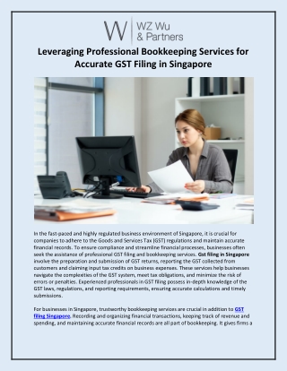 Leveraging Professional Bookkeeping Services for Accurate GST Filing in Singapore