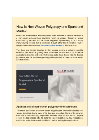 How Is Non-Woven Polypropylene Spunbond Made?