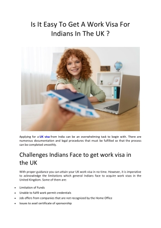 Is It Easy To Get A Work Visa For Indians In The UK ?