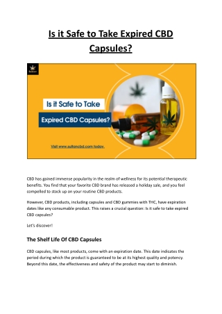 Is It Safe to Take Expired CBD Capsules?