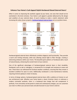 Enhance Your Home's Curb Appeal Stylish Hardwood Glazed External Doors!
