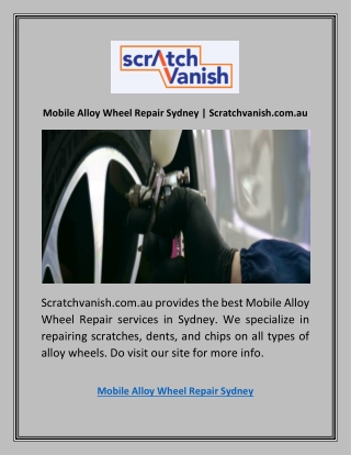 Mobile Alloy Wheel Repair Sydney | Scratchvanish.com.au