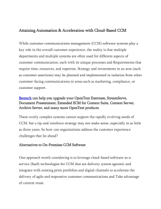 Attaining Automation & Acceleration with Cloud-Based CCM