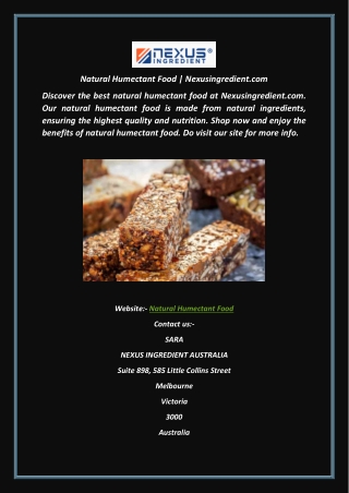 Natural Humectant Food | Nexusingredient.com