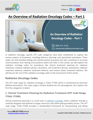 An Overview of Radiation Oncology Codes – Part 1