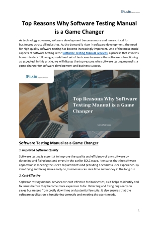 Top Reasons Why Software Testing Manual is a Game Changer