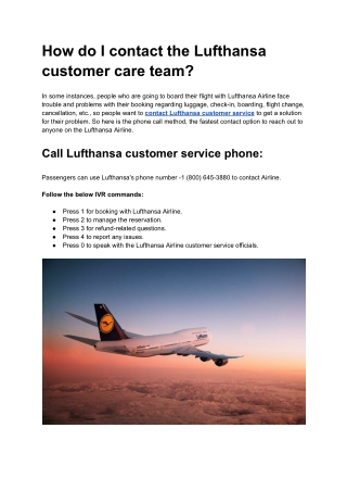 How do I contact the Lufthansa customer care team