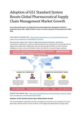 Global Pharmaceutical Supply Chain Management Market