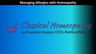 Managing Allergies with Homeopathy
