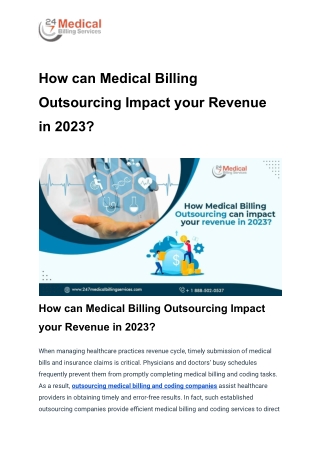 How can Medical Billing Outsourcing Impact your Revenue in 2023