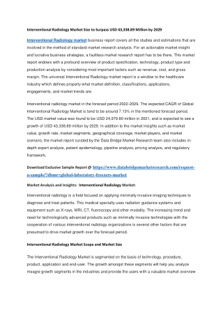 Interventional Radiology Market Size to Surpass USD 43,338.89 Million by 2029