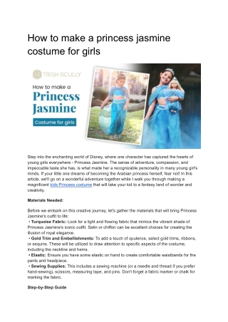 How to make a princess jasmine costume for girls