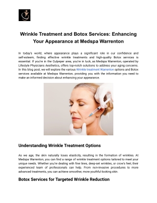 Wrinkle Treatment and Botox Services_ Enhancing Your Appearance at Medspa Warrenton