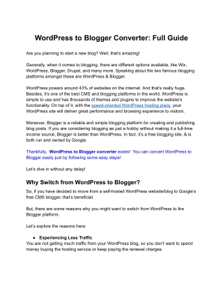 WordPress to Blogger Converter_ Full Guide