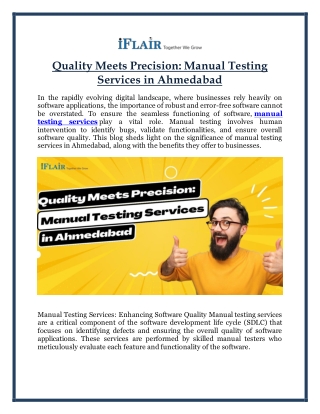 Quality Meets Precision Manual Testing Services in Ahmedabad