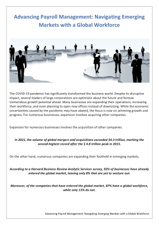 Advancing Payroll Management: Navigating Emerging Markets with a Global Workforc