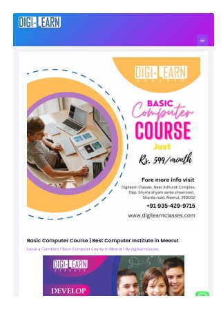 Basic Computer Course | Best Computer Institute in Meerut