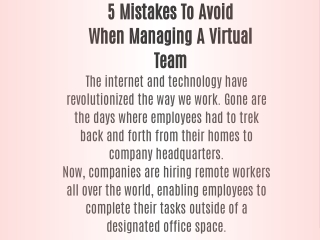 5 Mistakes To Avoid When Managing A Virtual Team