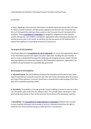 Understanding CCA Guidelines