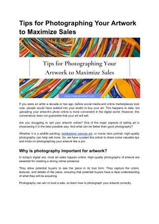 Tips for Photographing Your Artwork to Maximize Sales